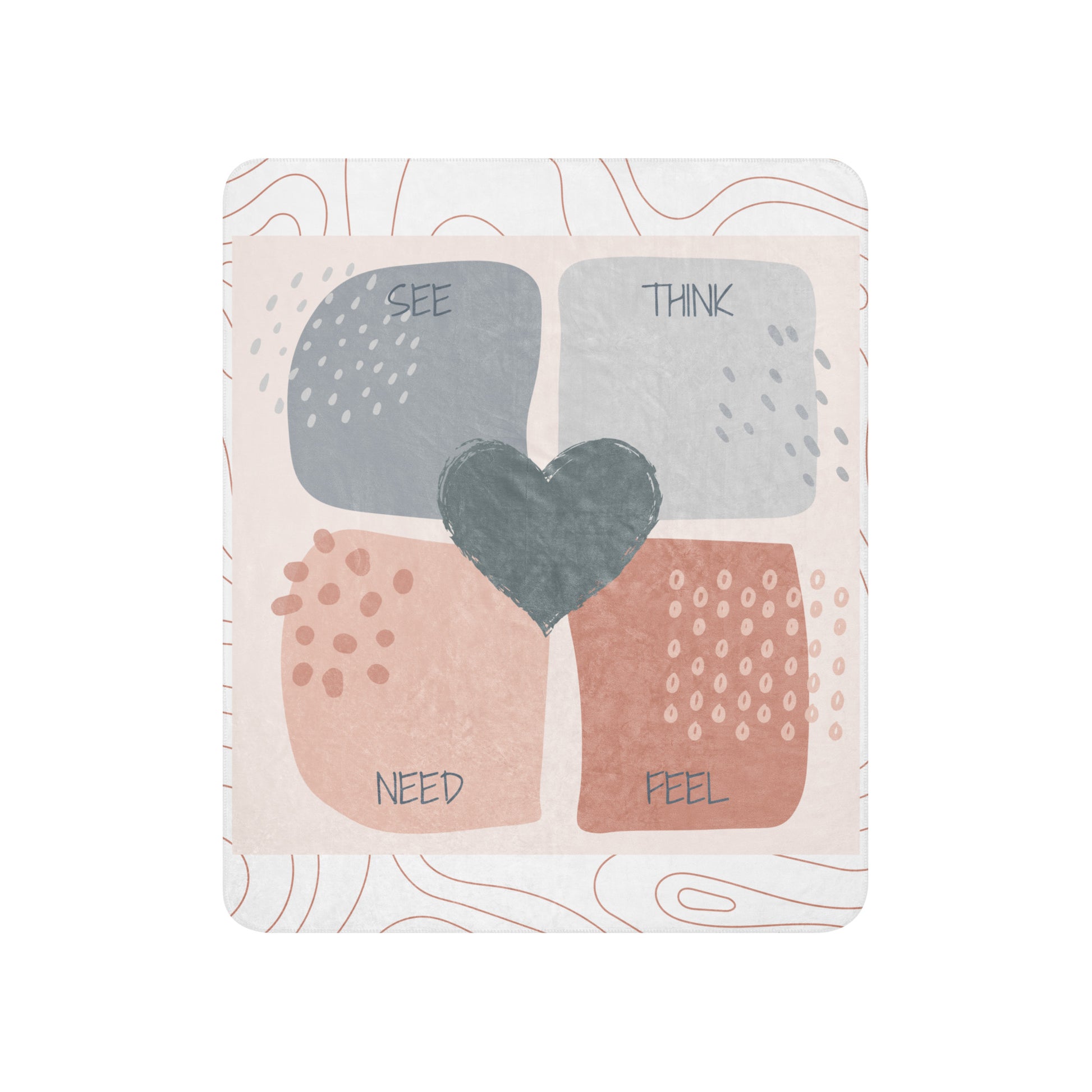 Communication blanket with the emotional regulation (see-think-feel-need) framework, shown in blue and neutral colours.